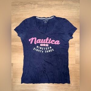 Nautica Women's Tee in Navy with Pink Graphic